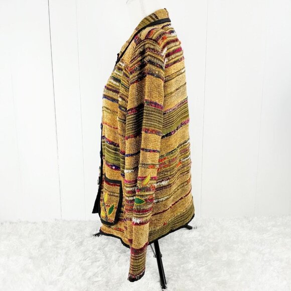 Art to Wear Boho Embroidered Applique Floral Jacket Drapers & Damon Medium EUC - Picture 2 of 12